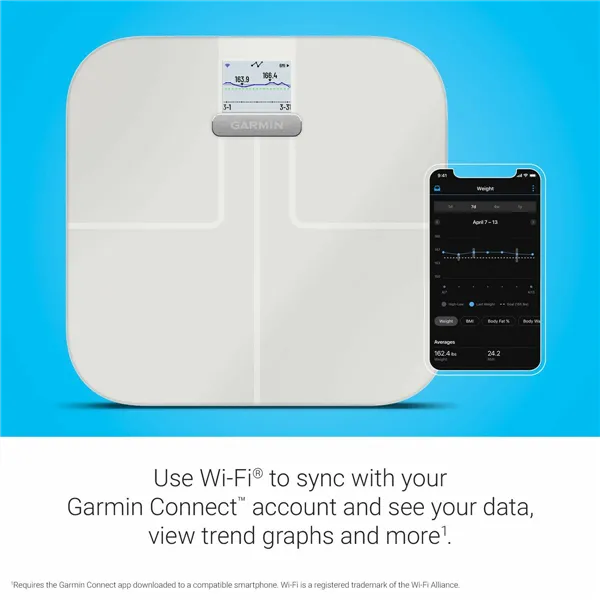 Bluetooth Digital Scale Garmin Index S2 White