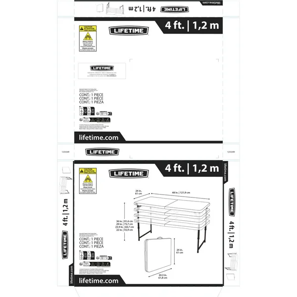 Folding Table Lifetime White 122 x 91,5 x 61 cm Steel HDPE