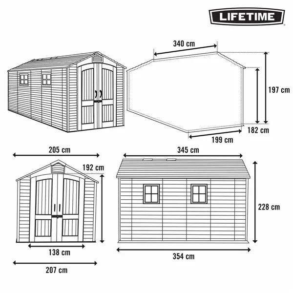 Hut Lifetime 207 x 228 x 354 cm Grey