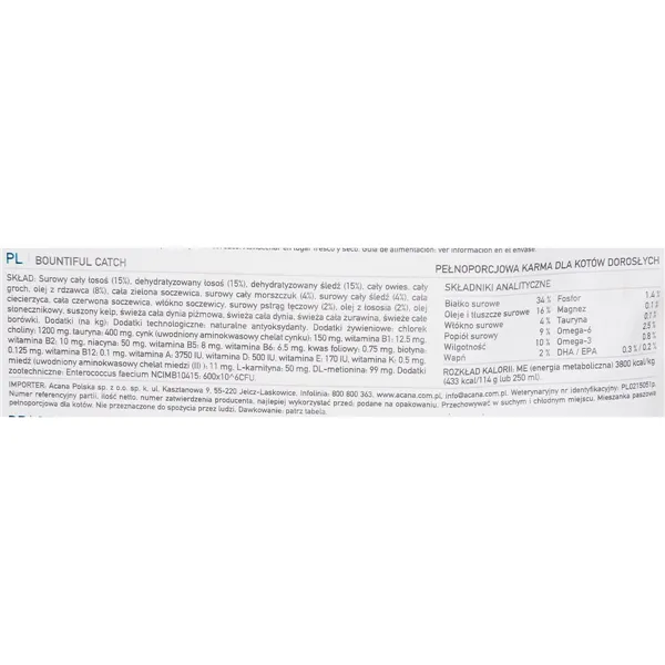 Cat food Acana Bountiful Catch Adult Salmon Fish Lamb Cod 1,8 kg