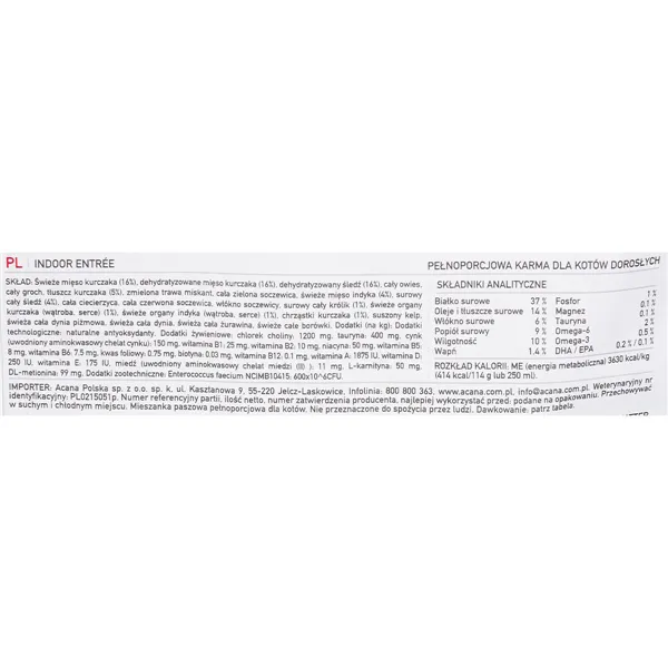 Cat food Acana Indoor Entrée Adult Chicken Turkey Fish Rabbit 4,5 Kg