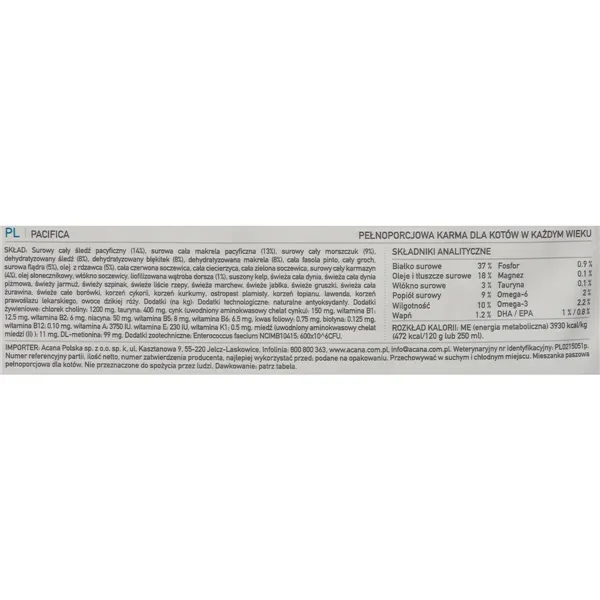 Cat food Acana Pacific Fish Lamb 4,5 Kg