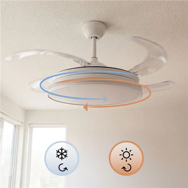 Ceiling Fan with RGB LED Light, 4 Retractable Blades and Remote Control InnovaGoods