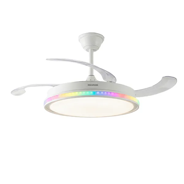 Ceiling Fan with RGB LED Light, 4 Retractable Blades and Remote Control InnovaGoods