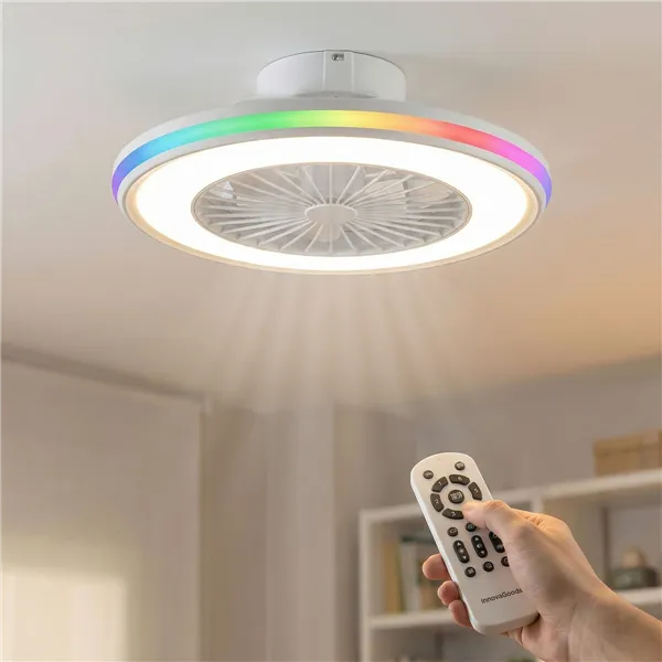 Ceiling Fan with RGB LED Light, Hidden Blades and Remote Control Nexory InnovaGoods