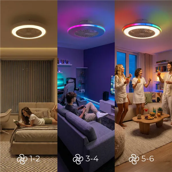 Ceiling Fan with RGB LED Light, Hidden Blades and Remote Control Nexory InnovaGoods