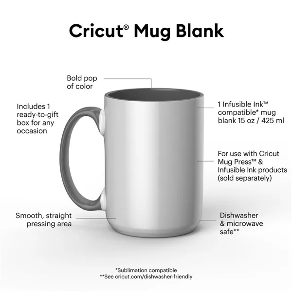 Customisable Mug for Cutting Plotter Cricut 2009330 White Grey 425 ml
