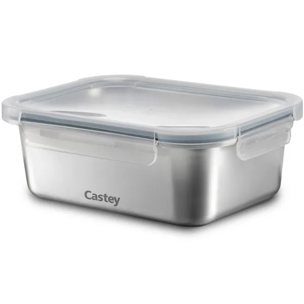 Lunch box Castey CA800 Grey Stainless steel Plastic Rectangular 800 ml 2 Pieces (2)