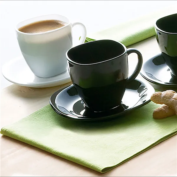 Set of Mugs with Saucers Luminarc Carine N&b White Black Glass 220 ml (12 Pieces)