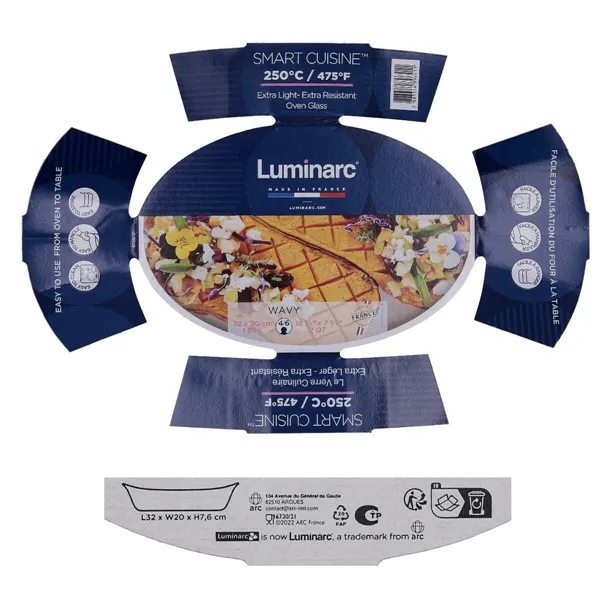 Oven Dish Luminarc Smart Cuisine White Glass 34 x 25 cm