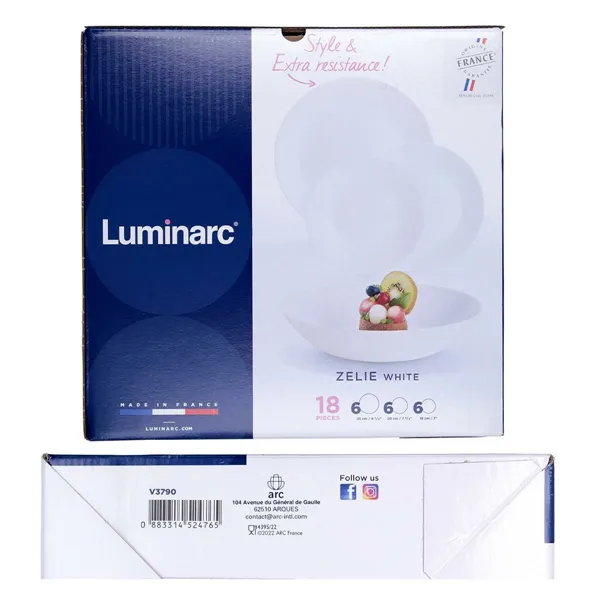 Dinnerware Set Luminarc Zelie White Glass 18 Pieces