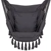 Pakabinama kėdė su pagalvėlėmis Springos HM045 130x100cm Brazilų hamakas su kutais pilkas