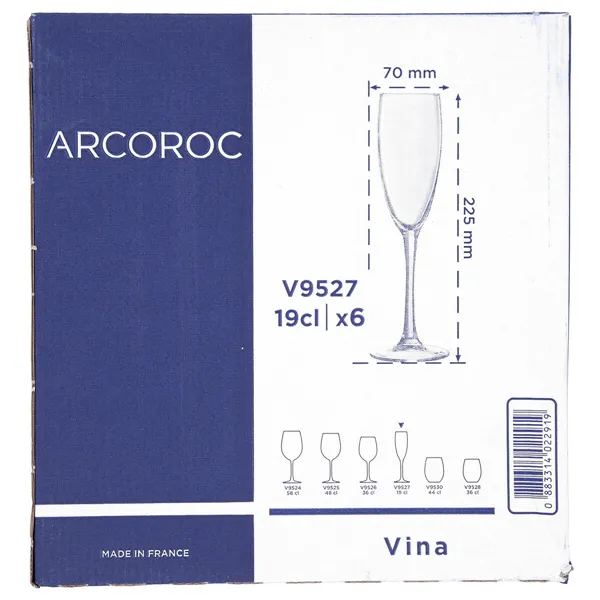 Champagne glass Arcoroc Vina Transparent Glass 190 ml (6 Units)