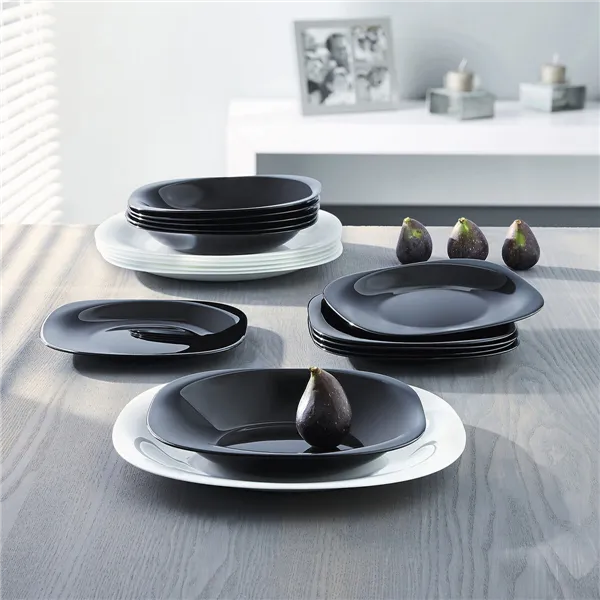 Tableware Luminarc Carine N&b White Black Glass 19 Pieces