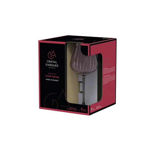 Wine glass Cristal d’Arques Paris Swirly Spring Pink Glass 470 ml (4 Units)