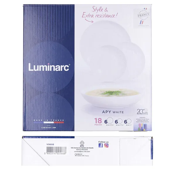Tableware Luminarc Apy White Glass 18 Pieces