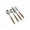 Cutlery DKD Home Decor Natural Silver Stainless steel Acacia (4,5 x 2 x 20 cm)