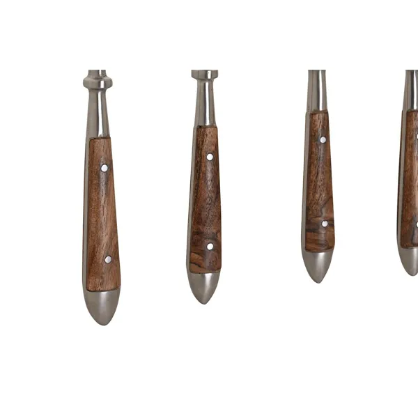 Cutlery DKD Home Decor Natural Silver Stainless steel Acacia (4,5 x 2 x 20 cm)