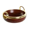 Salad Bowl Home ESPRIT Brown Golden Aluminium Acacia 28 x 26 x 12 cm