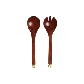 Kitchen utensils Home ESPRIT Aluminium Acacia 32 x 8 x 2 cm