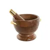 Mortar and pestle Home ESPRIT Stainless steel Acacia 20,5 x 17 x 14,5 cm