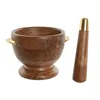 Mortar and pestle Home ESPRIT Stainless steel Acacia 20,5 x 17 x 14,5 cm