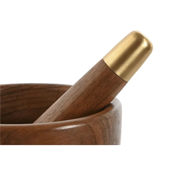 Mortar and pestle Home ESPRIT Stainless steel Acacia 20,5 x 17 x 14,5 cm