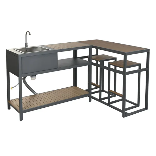 Kitchen furniture Home ESPRIT Grey Natural 127 x 100 x 90 cm 127 x 100 x 95 cm