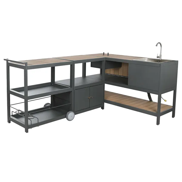 Kitchen furniture Home ESPRIT Grey Natural 236 x 50 x 91 cm