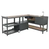 Kitchen furniture Home ESPRIT Grey Natural 236 x 50 x 91 cm