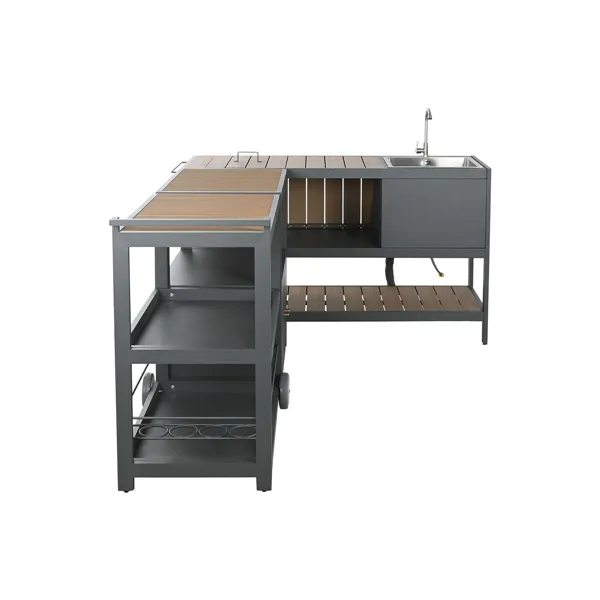 Kitchen furniture Home ESPRIT Grey Natural 236 x 50 x 91 cm