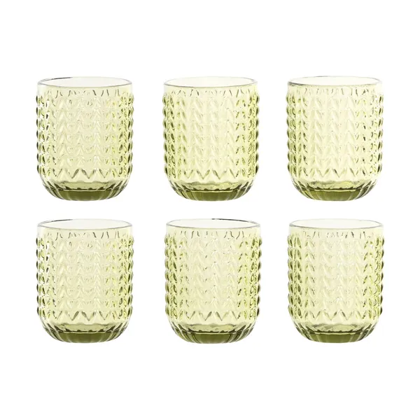 Set of glasses Home ESPRIT Green Crystal With relief 275 ml (6 Units)