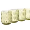 Set of glasses Home ESPRIT Green Crystal With relief 275 ml (6 Units)