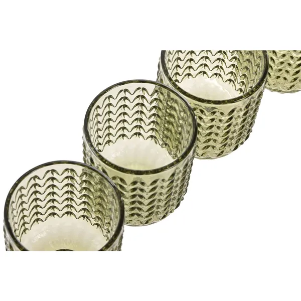 Set of glasses Home ESPRIT Green Crystal With relief 275 ml (6 Units)