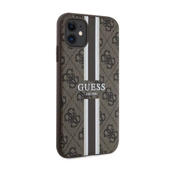Guess 4G Printed Stripes MagSafe - Case for iPhone 11 (Brown)