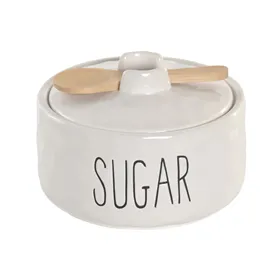 Sugar Bowl Home ESPRIT White Natural Bamboo Porcelain 11,8 X 11,8 X 8,2 CM