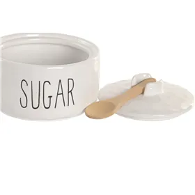 Sugar Bowl Home ESPRIT White Natural Bamboo Porcelain 11,8 X 11,8 X 8,2 CM