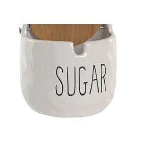 Sugar Bowl Home ESPRIT White Natural Bamboo Porcelain 10 x 10 x 9 cm