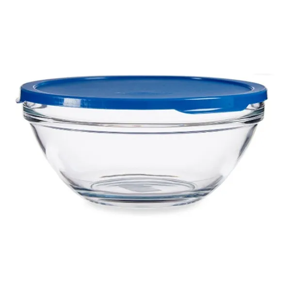 Round Lunch Box with Lid Pasabahce Chefs Blue 2,5 L (4 Units)