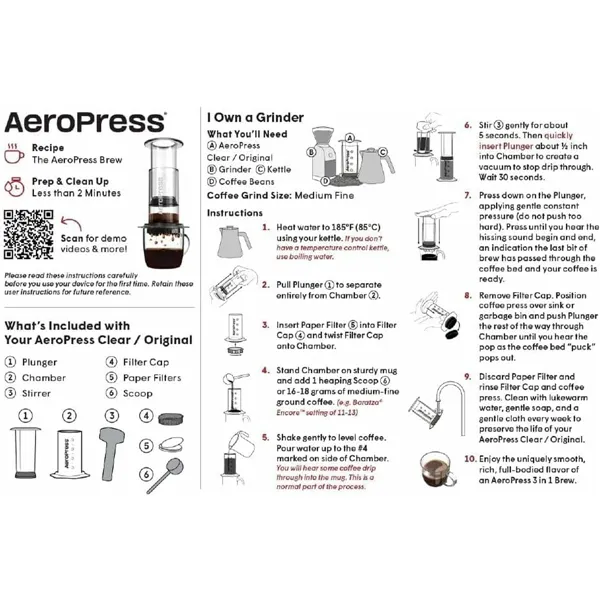 Portable Coffee Maker Aeropress 85R11 Black Transparent