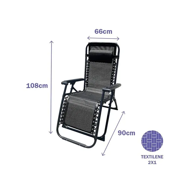 Folding Chair Marbueno Black 90 x 108 x 66 cm