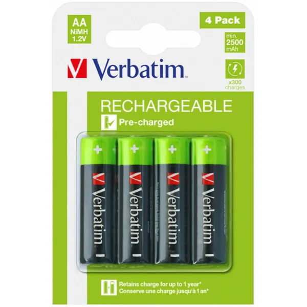 Rechargeable Batteries Verbatim 49517 2500 mAh 1,2 V