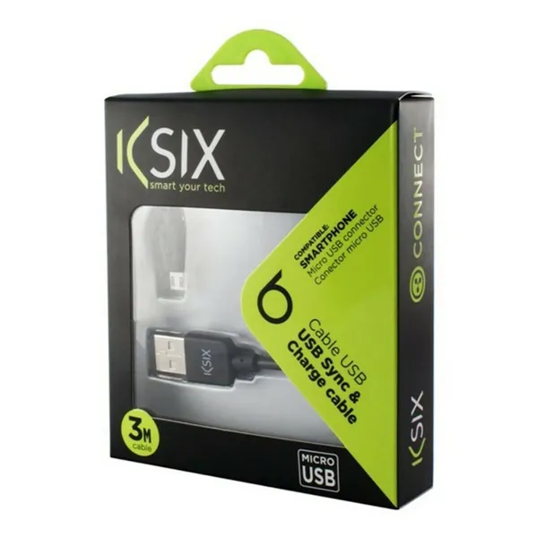 USB Cable to micro USB KSIX B1740CU03 Black 3 m