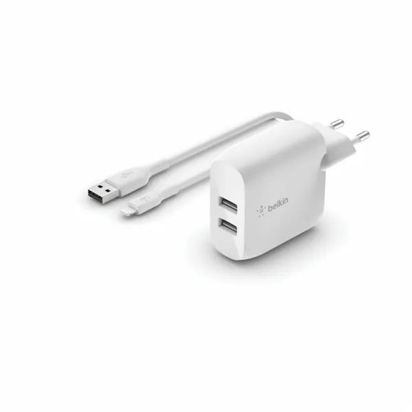Wall Charger + MFI Certified Lightning Cable Belkin WCD001VF1MWH White Multicolour