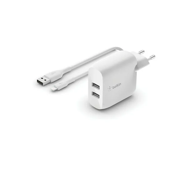 Wall Charger + MFI Certified Lightning Cable Belkin WCD001VF1MWH White Multicolour