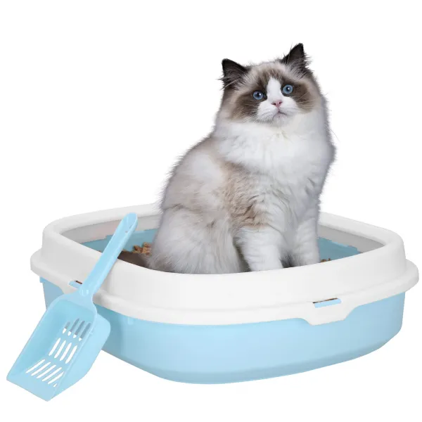 Кошачий туалет + совок Springos PA0245 40x33x11 см, синий