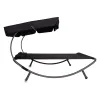 Double Garden Lounger with Adjustable Canopy, Black Springos GF2000