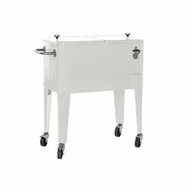 Portable Fridge DKD Home Decor White With wheels Steel PP (56 L) (74 x 43 x 80 cm)