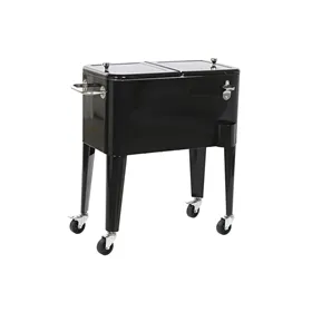 Portable Fridge DKD Home Decor 74 x 43 x 83 cm Black Steel Aluminium polypropylene 56 L
