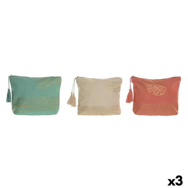 Travel Vanity Case Home ESPRIT Green Beige Golden Coral Mediterranean 20 x 5 x 25 cm (3 Units)